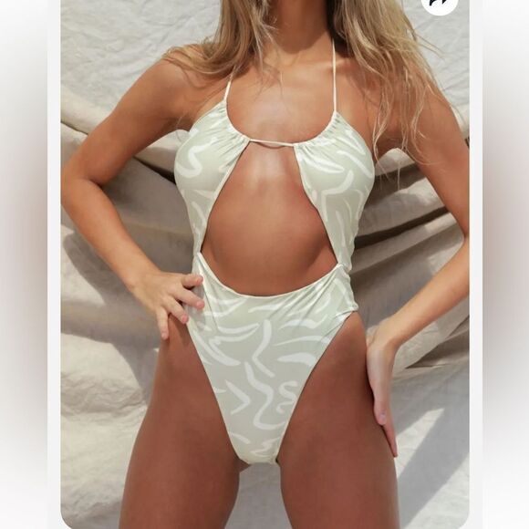 Stone Fox Riva Aloe Lines One Piece Swimsuit XS - Picture 2 of 6